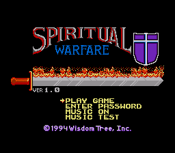 Spiritual Warfare (Homebrew) — Title screen
